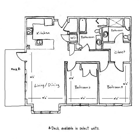 A black and white drawing of a house floor plan.